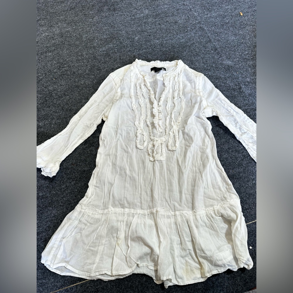 Calvin Klein White Ruffled Blouse